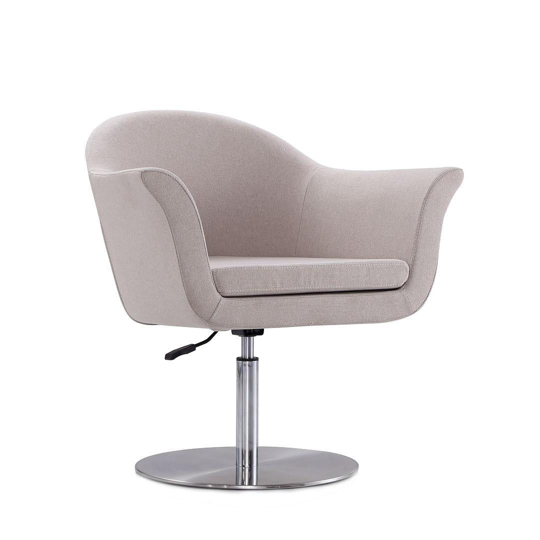 Manhattan Comfort Voyager Barley & Brushed Metal Woven Swivel Adjustable Accent Chair