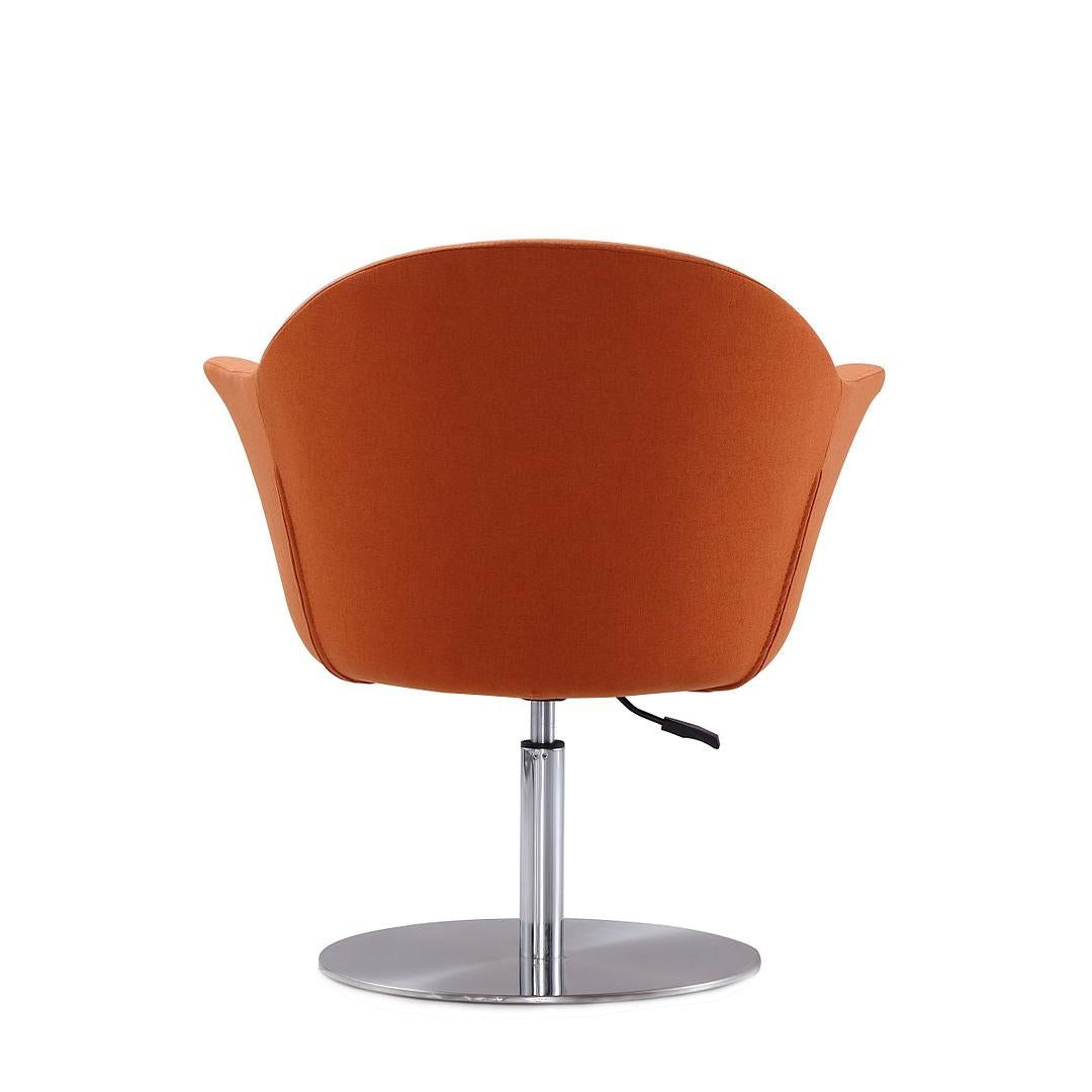 Manhattan Comfort Voyager Orange & Brushed Metal Woven Swivel Adjustable Accent Chair