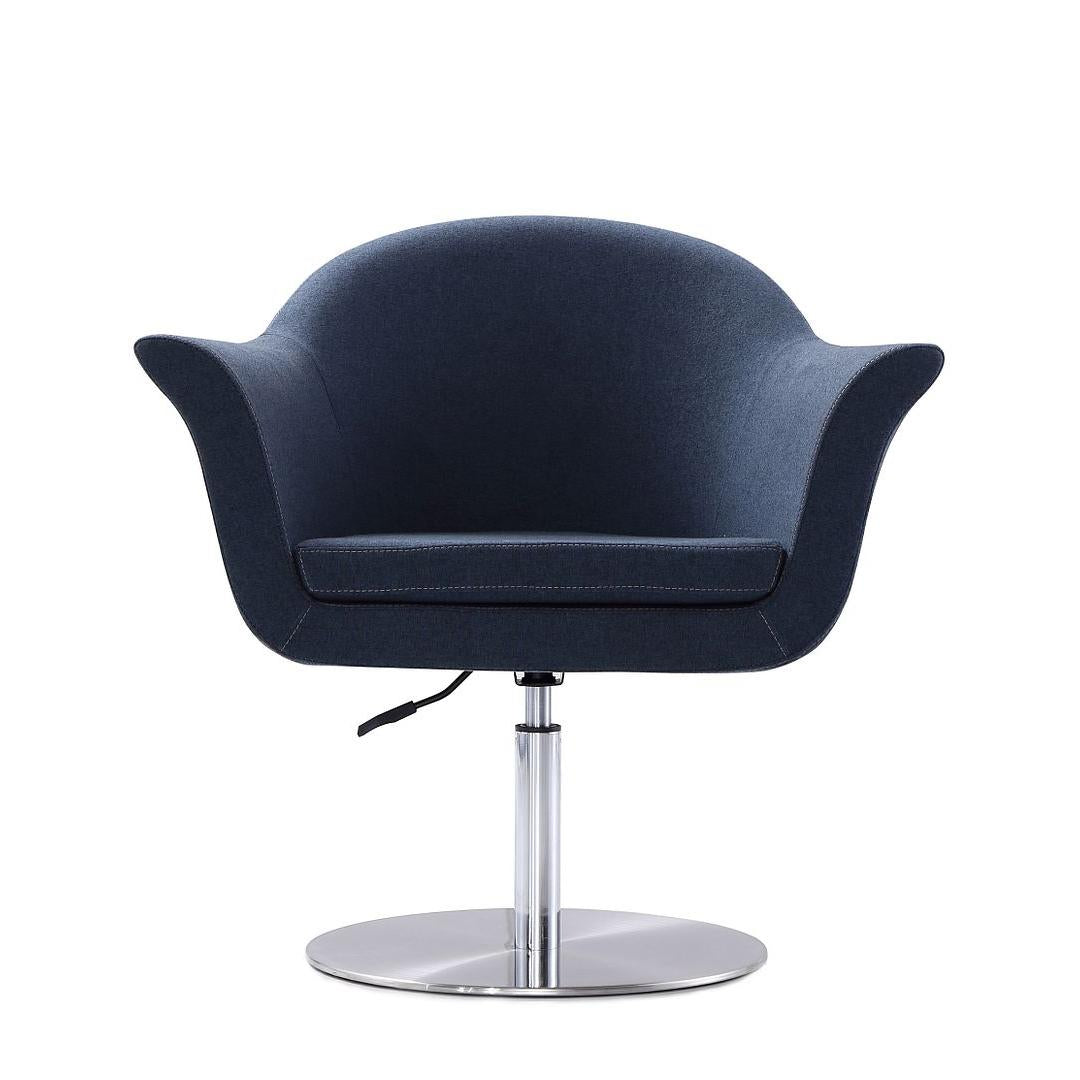 Manhattan Comfort Voyager Smokey Blue & Brushed Metal Woven Swivel Adjustable Accent Chair