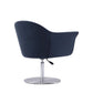 Manhattan Comfort Voyager Smokey Blue & Brushed Metal Woven Swivel Adjustable Accent Chair
