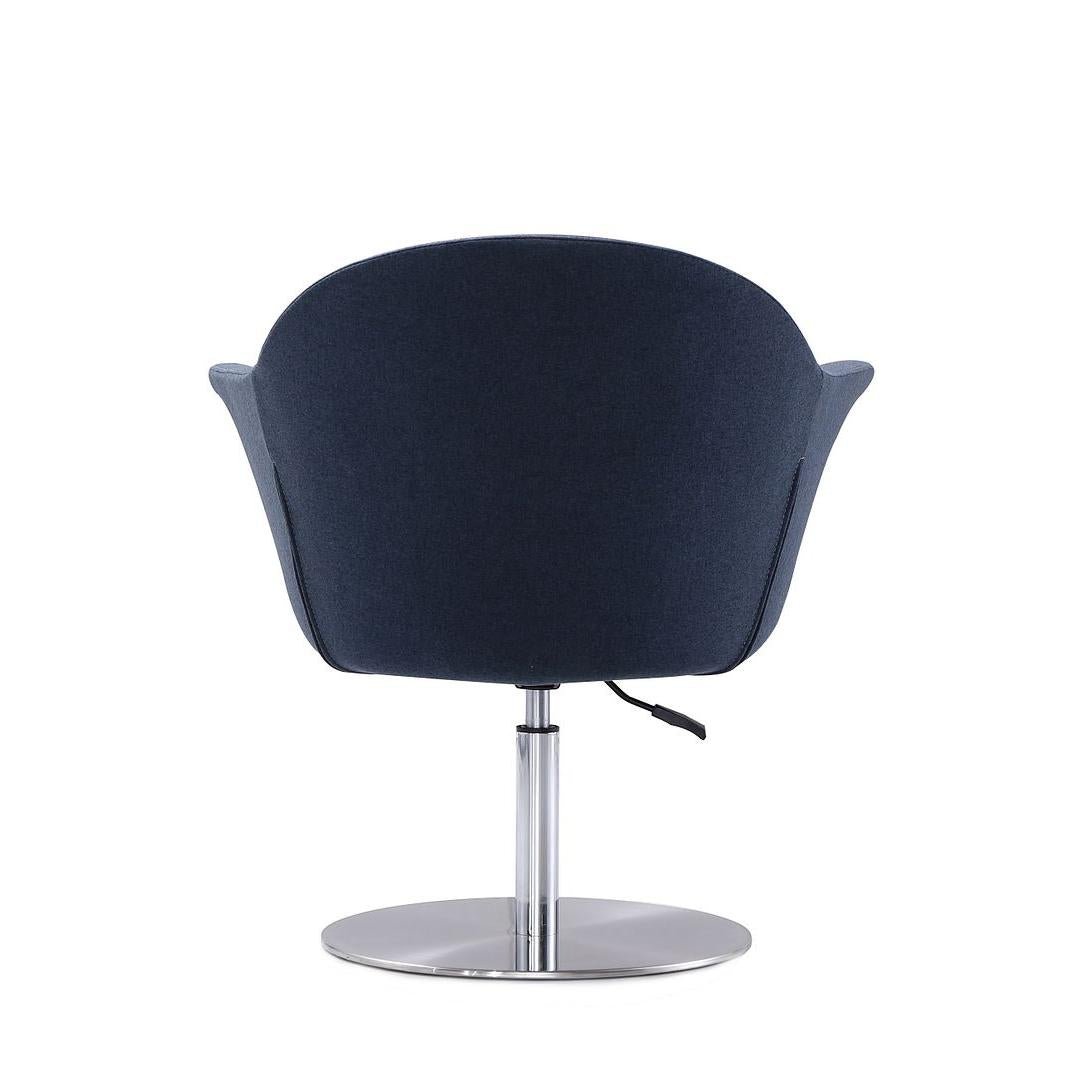Manhattan Comfort Voyager Smokey Blue & Brushed Metal Woven Swivel Adjustable Accent Chair