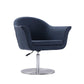 Manhattan Comfort Voyager Smokey Blue & Brushed Metal Woven Swivel Adjustable Accent Chair