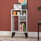 Manhattan Comfort Warren Low Bookcase Cabinet 3.0 With 5 Shelves In White & Black Feet