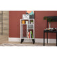 Manhattan Comfort Warren Low Bookcase Cabinet 3.0 With 5 Shelves In White & Black Feet