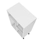 Manhattan Comfort Warren Low Bookcase Cabinet 3.0 With 5 Shelves In White & Black Feet