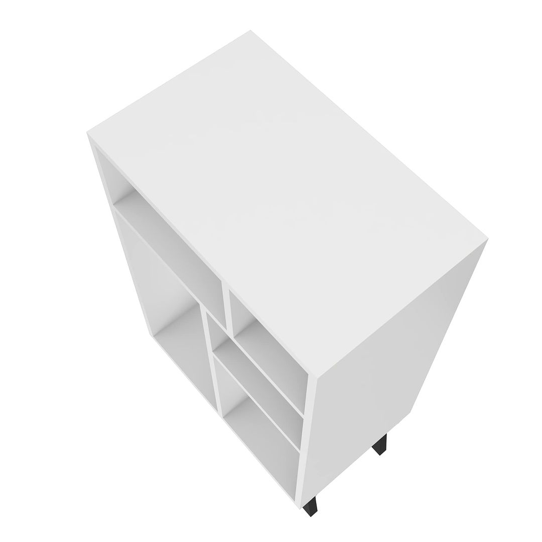 Manhattan Comfort Warren Low Bookcase Cabinet 3.0 With 5 Shelves In White & Black Feet