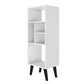 Manhattan Comfort Warren Mid-High Bookcase Cabinet 2.0 With 5 Shelves In White & Black Feet