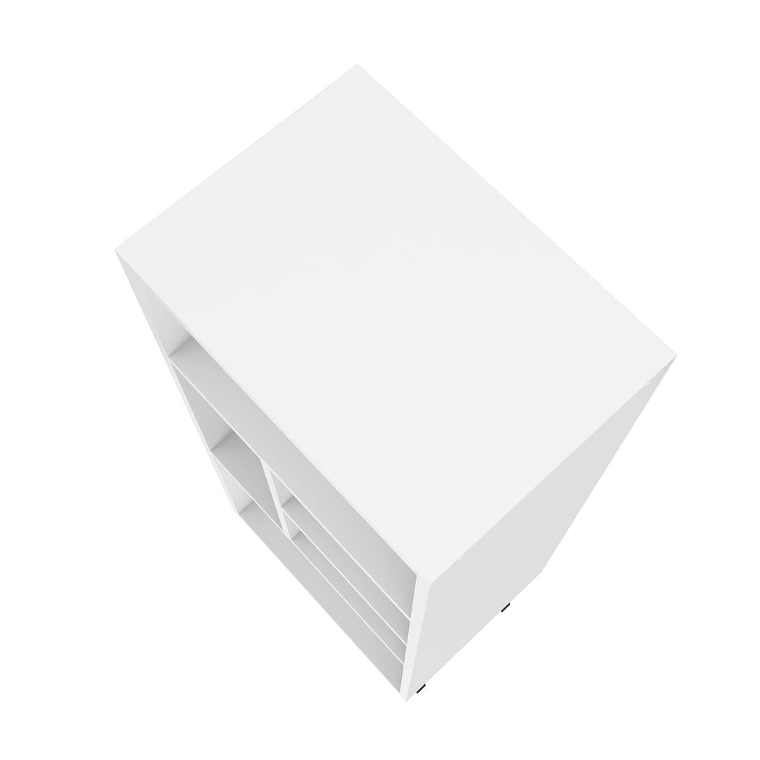 Manhattan Comfort Warren Mid-High Bookcase Cabinet 2.0 With 5 Shelves In White & Black Feet