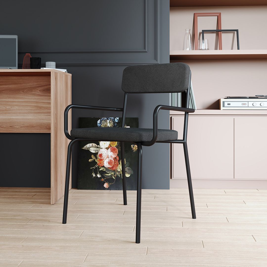 Manhattan Comfort Whythe PU Leather Dining Chair In Black