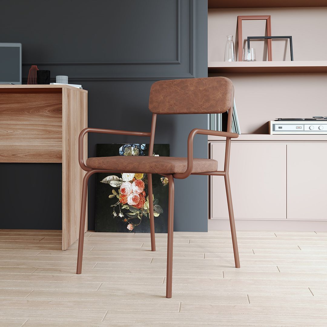Manhattan Comfort Whythe PU Leather Dining Chair In Corten