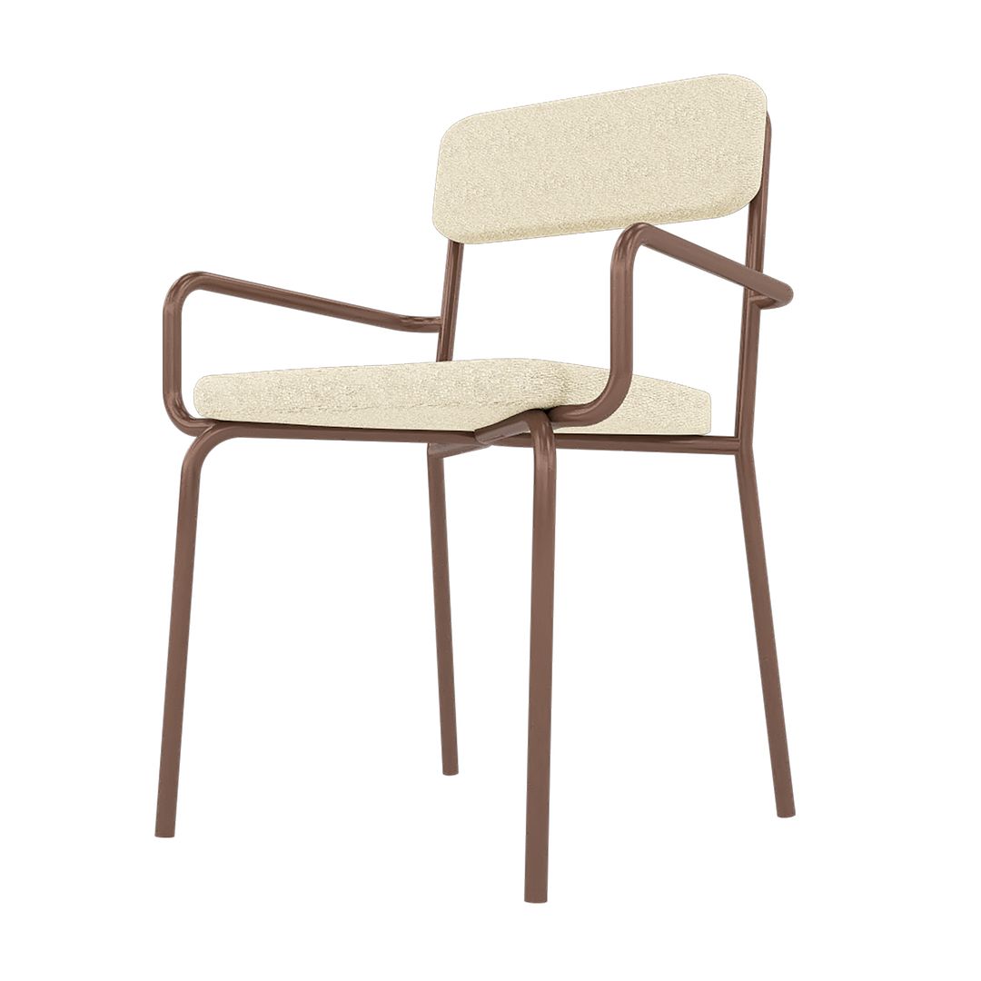 Manhattan Comfort Whythe PU Leather Dining Chair In Natural Linen & Corten