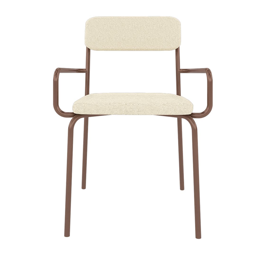 Manhattan Comfort Whythe PU Leather Dining Chair In Natural Linen & Corten