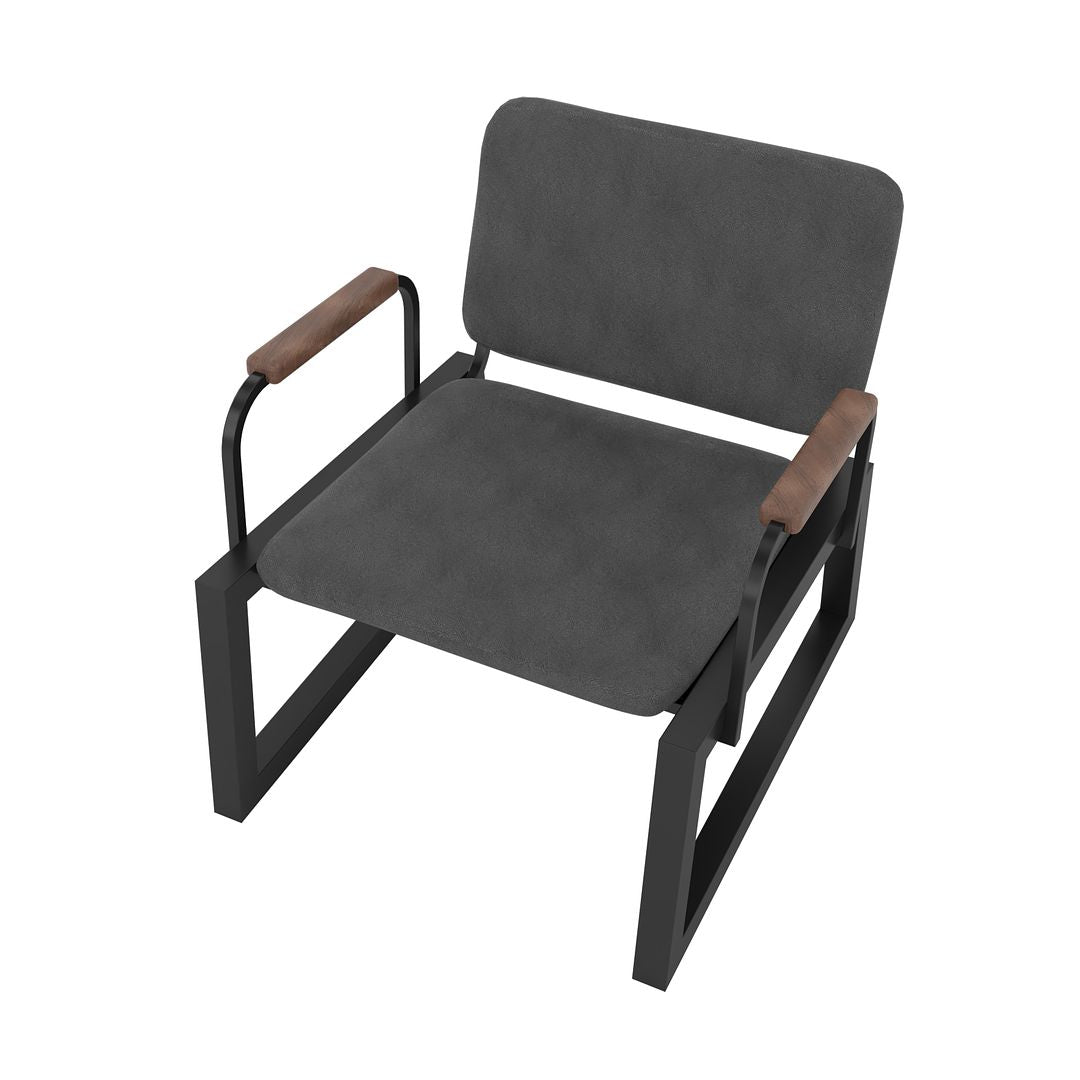 Manhattan Comfort Whythe PU Leather Low Accent Chair 1.0 In Black