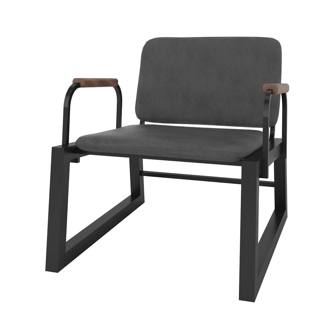 Manhattan Comfort Whythe PU Leather Low Accent Chair 1.0 In Black