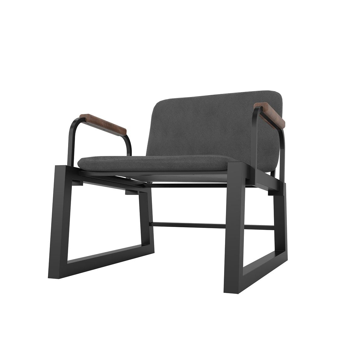 Manhattan Comfort Whythe PU Leather Low Accent Chair 1.0 In Black