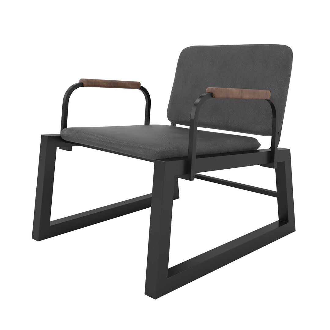 Manhattan Comfort Whythe PU Leather Low Accent Chair 1.0 In Black