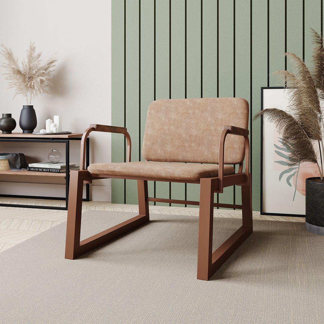 Manhattan Comfort Whythe PU Leather Low Accent Chair 1.0 In Corten