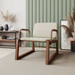 Manhattan Comfort Whythe PU Leather Low Accent Chair 1.0 In Natural Linen & Corten