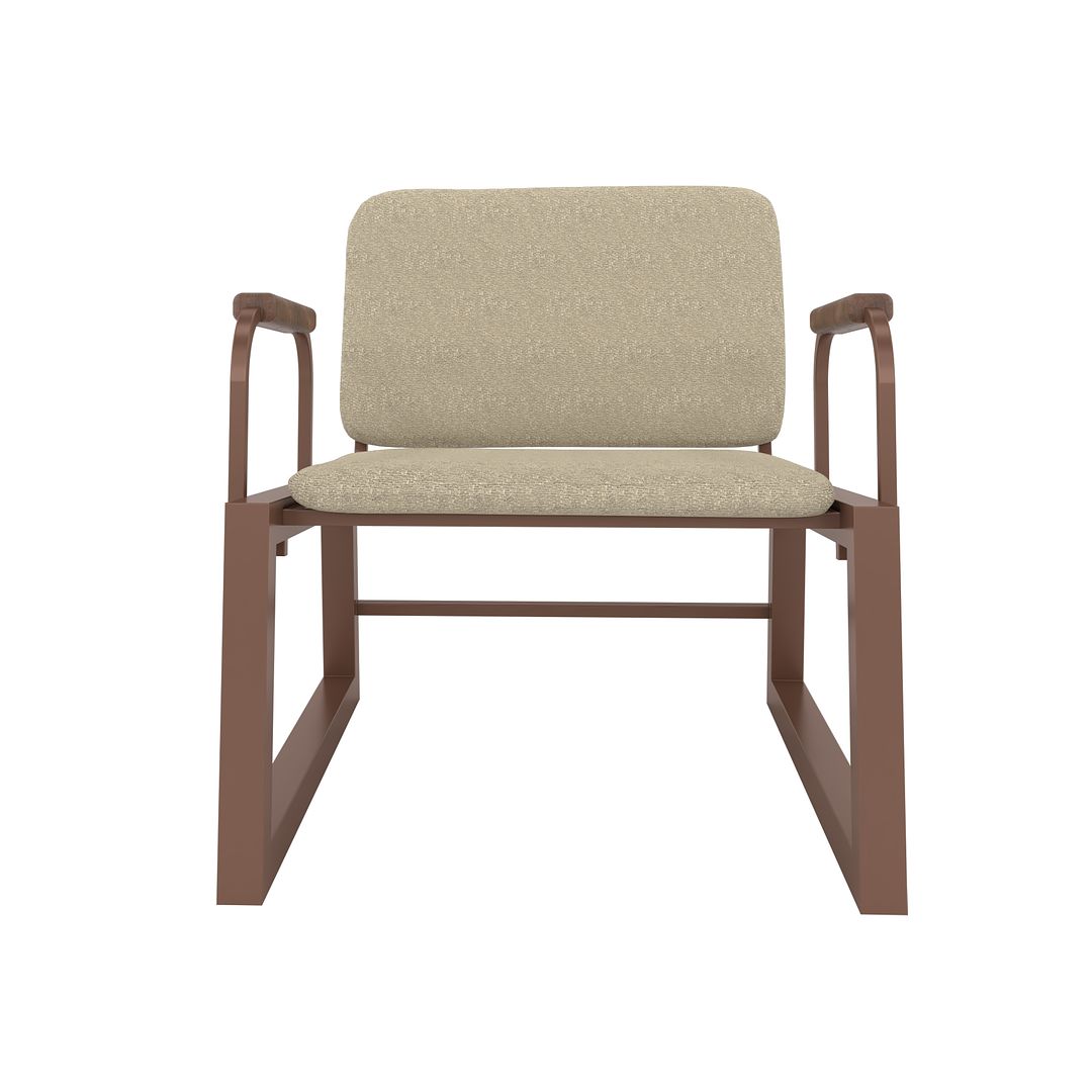 Manhattan Comfort Whythe PU Leather Low Accent Chair 1.0 In Natural Linen & Corten