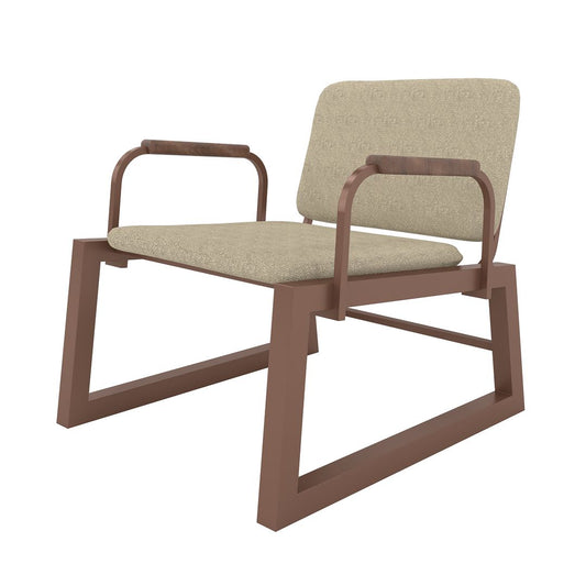 Manhattan Comfort Whythe PU Leather Low Accent Chair 1.0 In Natural Linen & Corten