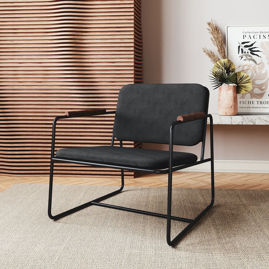 Manhattan Comfort Whythe PU Leather Low Accent Chair 2.0 In Black