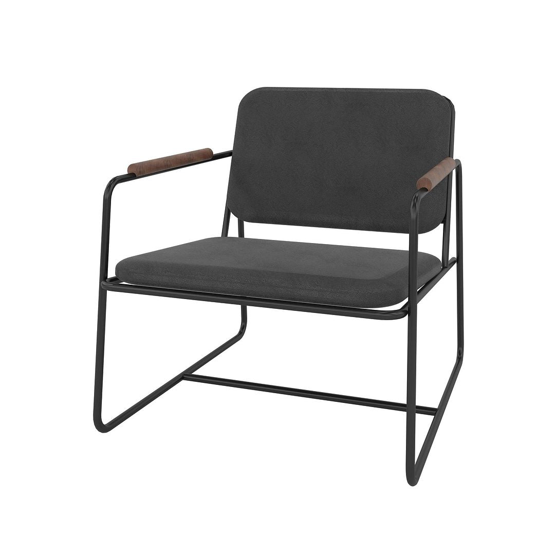 Manhattan Comfort Whythe PU Leather Low Accent Chair 2.0 In Black