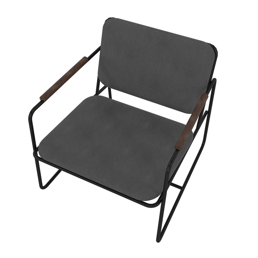 Manhattan Comfort Whythe PU Leather Low Accent Chair 2.0 In Black