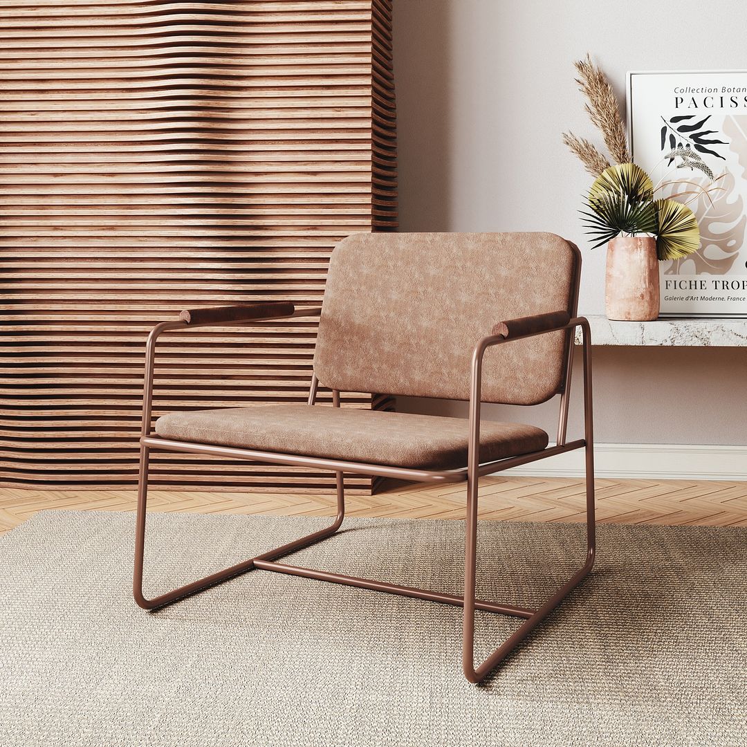 Manhattan Comfort Whythe PU Leather Low Accent Chair 2.0 In Corten
