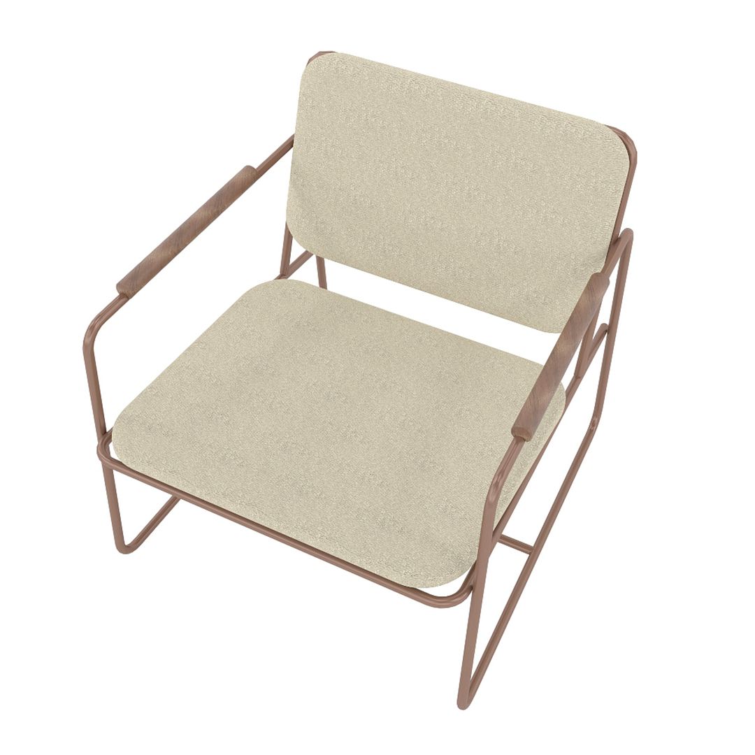 Manhattan Comfort Whythe PU Leather Low Accent Chair 2.0 In Natural Linen & Corten