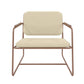 Manhattan Comfort Whythe PU Leather Low Accent Chair 2.0 In Natural Linen & Corten