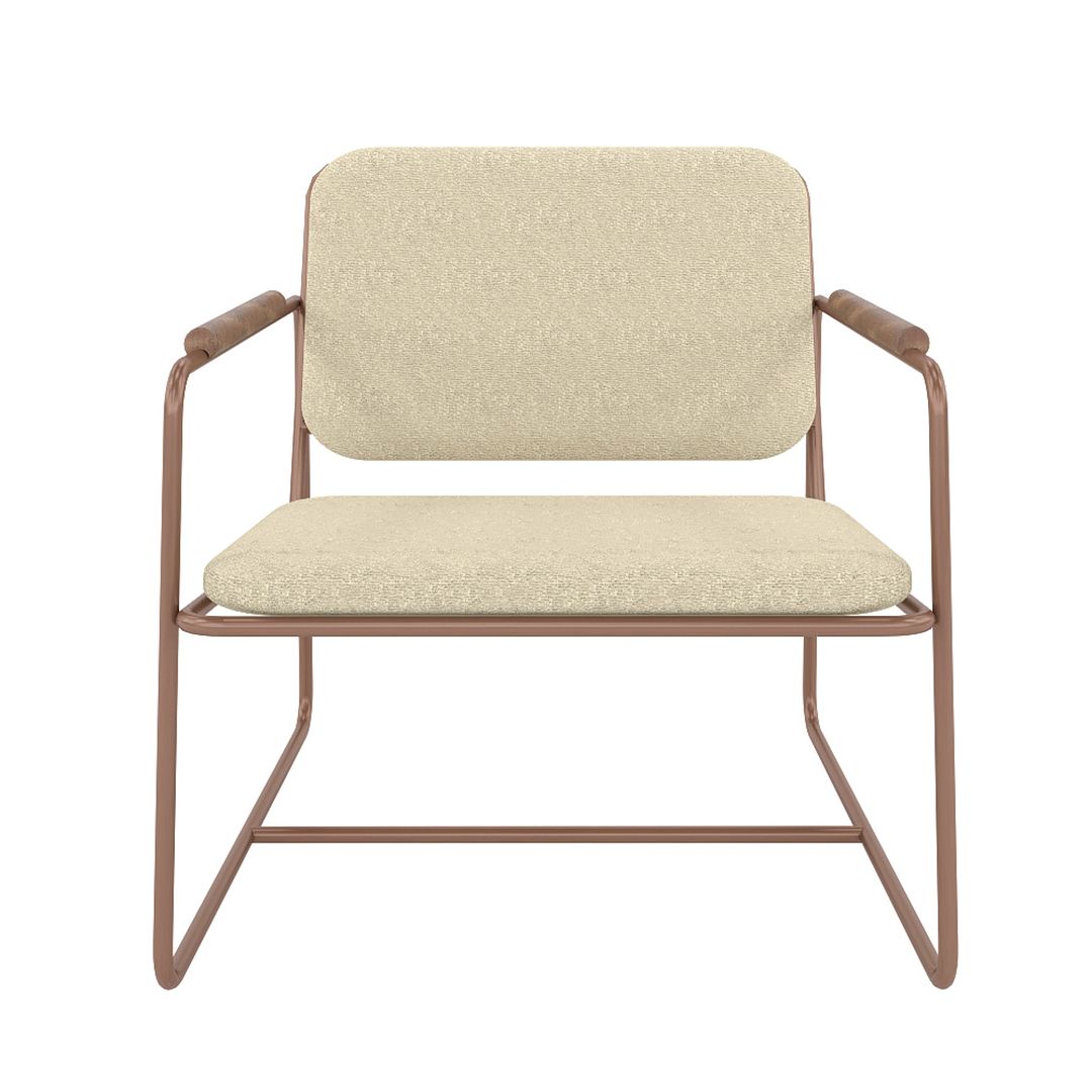 Manhattan Comfort Whythe PU Leather Low Accent Chair 2.0 In Natural Linen & Corten