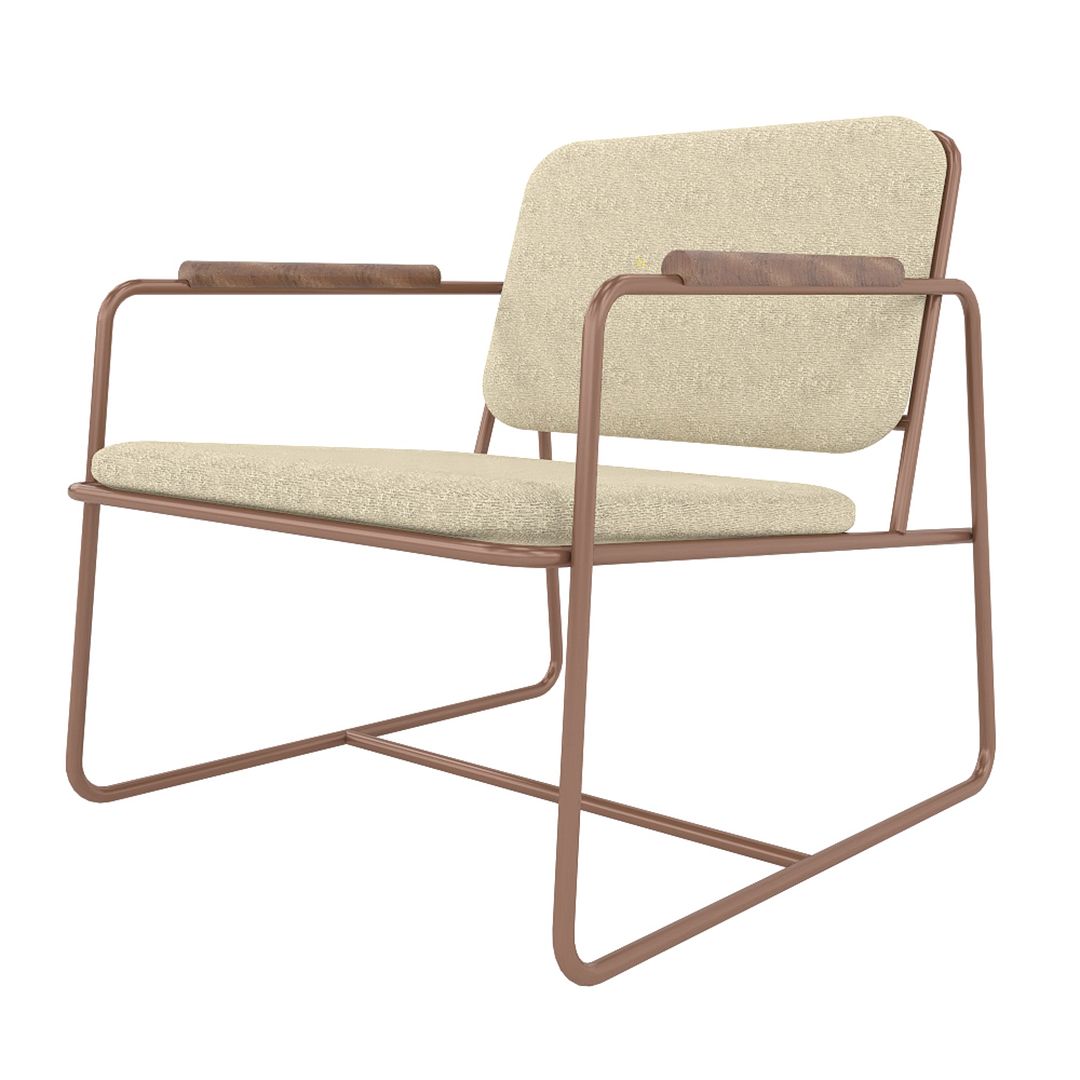 Manhattan Comfort Whythe PU Leather Low Accent Chair 2.0 In Natural Linen & Corten