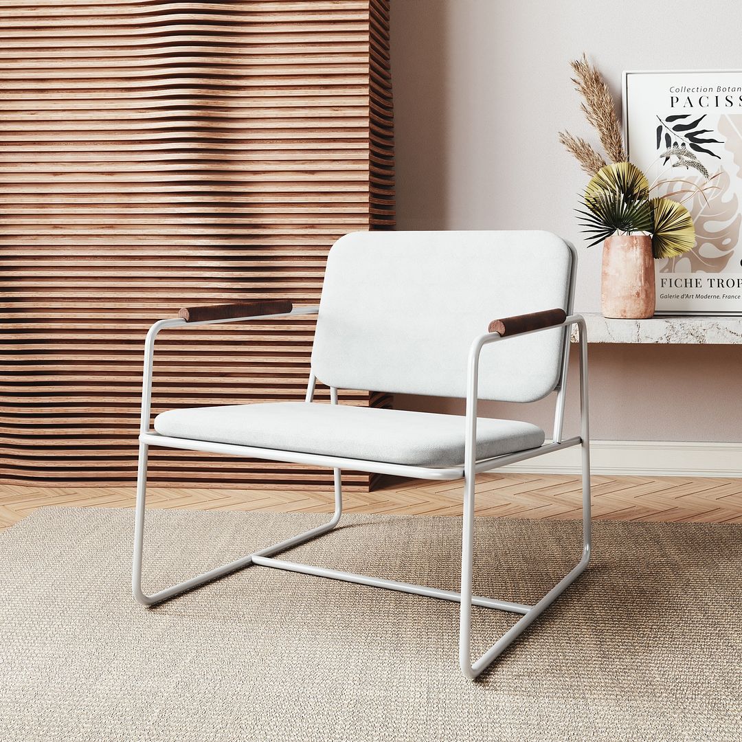 Manhattan Comfort Whythe PU Leather Low Accent Chair 2.0 In White