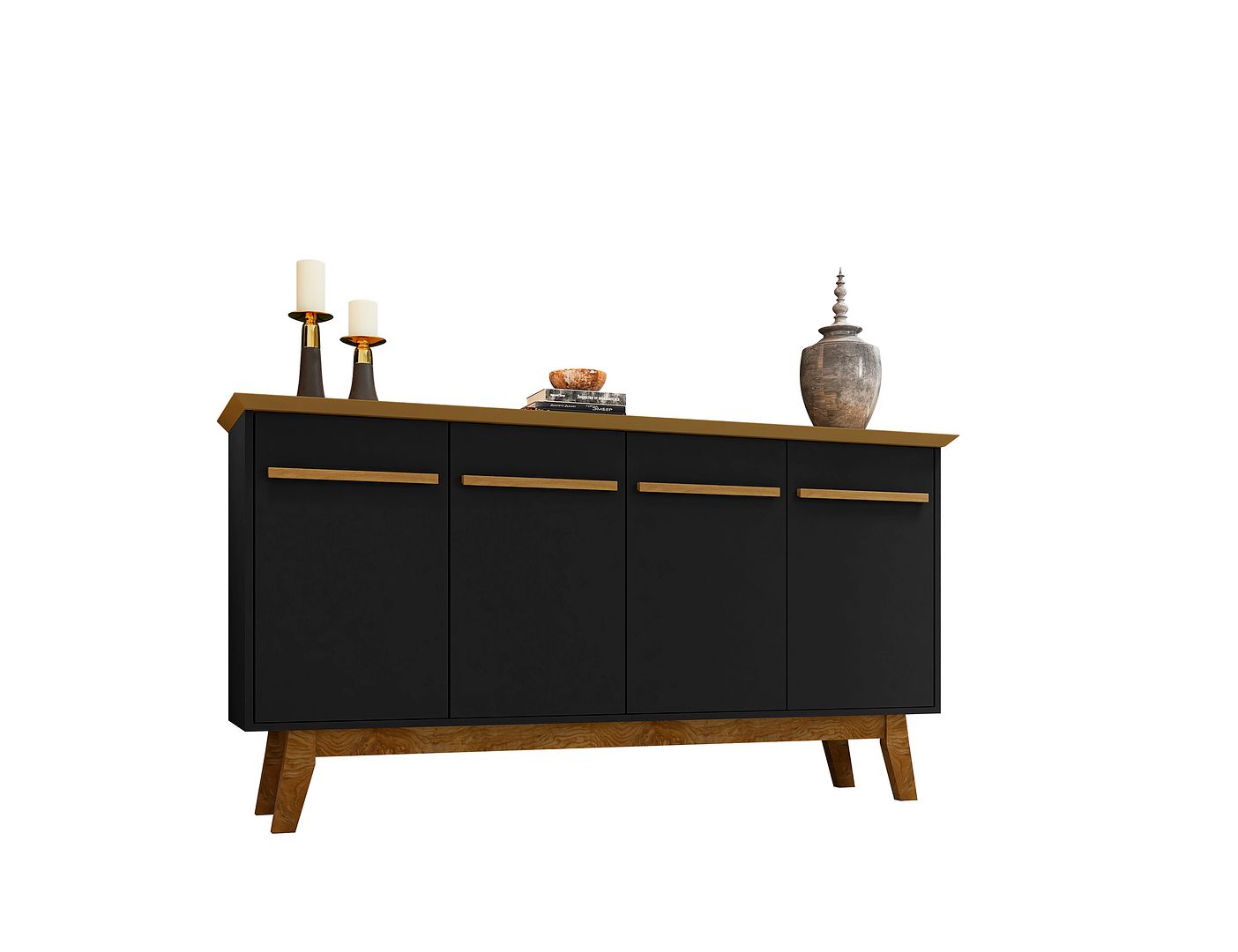 Manhattan Comfort Yonkers 63" Black & Cinnamon Sideboard