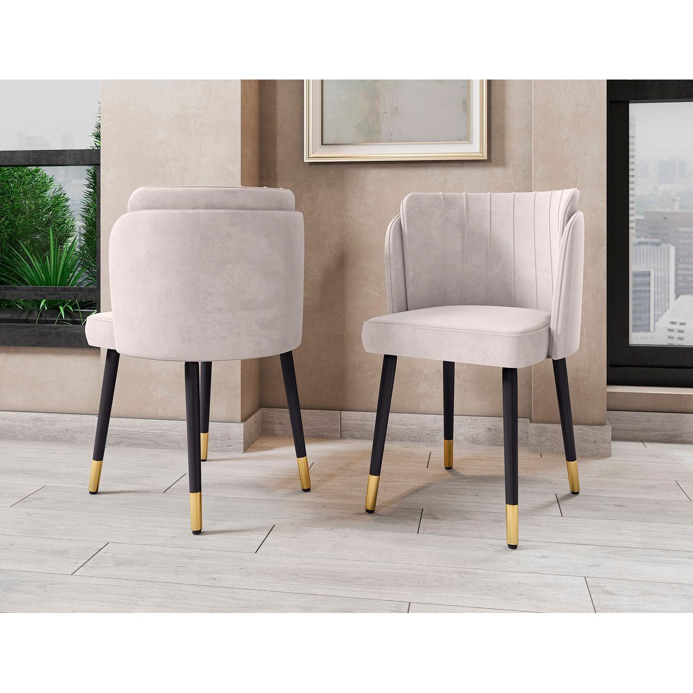 Manhattan Comfort Zephyr Velvet Dining Chair In Cream