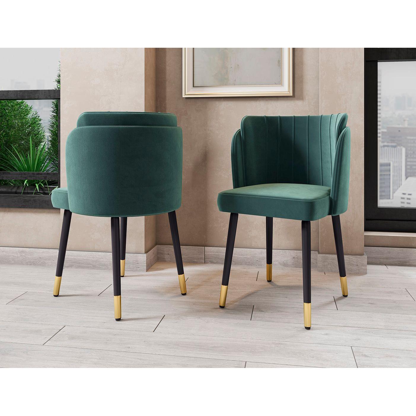 Manhattan Comfort Zephyr Velvet Dining Chair In Hunter Green