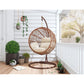Manhattan Comfort Zolo Metal & Rattan Hanging Lounge Egg Patio Swing With Cream Cushion