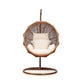 Manhattan Comfort Zolo Metal & Rattan Hanging Lounge Egg Patio Swing With Cream Cushion