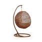 Manhattan Comfort Zolo Metal & Rattan Hanging Lounge Egg Patio Swing With Cream Cushion