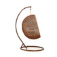 Manhattan Comfort Zolo Metal & Rattan Hanging Lounge Egg Patio Swing With Cream Cushion