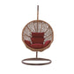 Manhattan Comfort Zolo Metal & Rattan Hanging Lounge Egg Patio Swing With Red Cushion