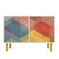 Manhattan Modern Retro Accent Cabinet With 4 Shelves In White & Multi Color Red, Yellow, Blue Print