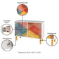 Manhattan Modern Retro Accent Cabinet With 4 Shelves In White & Multi Color Red, Yellow, Blue Print