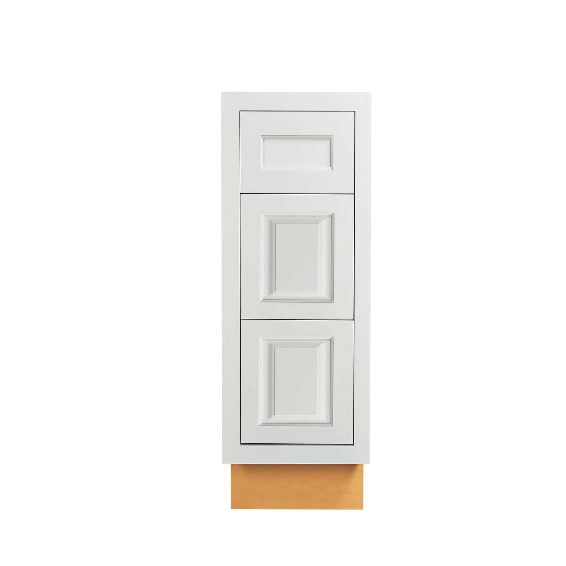 Maplevilles Cabinetry 12" Vintage White Inset Modern Shaker Style RTA Birch Wood Storage Base Kitchen Cabinet With 3 Drawers