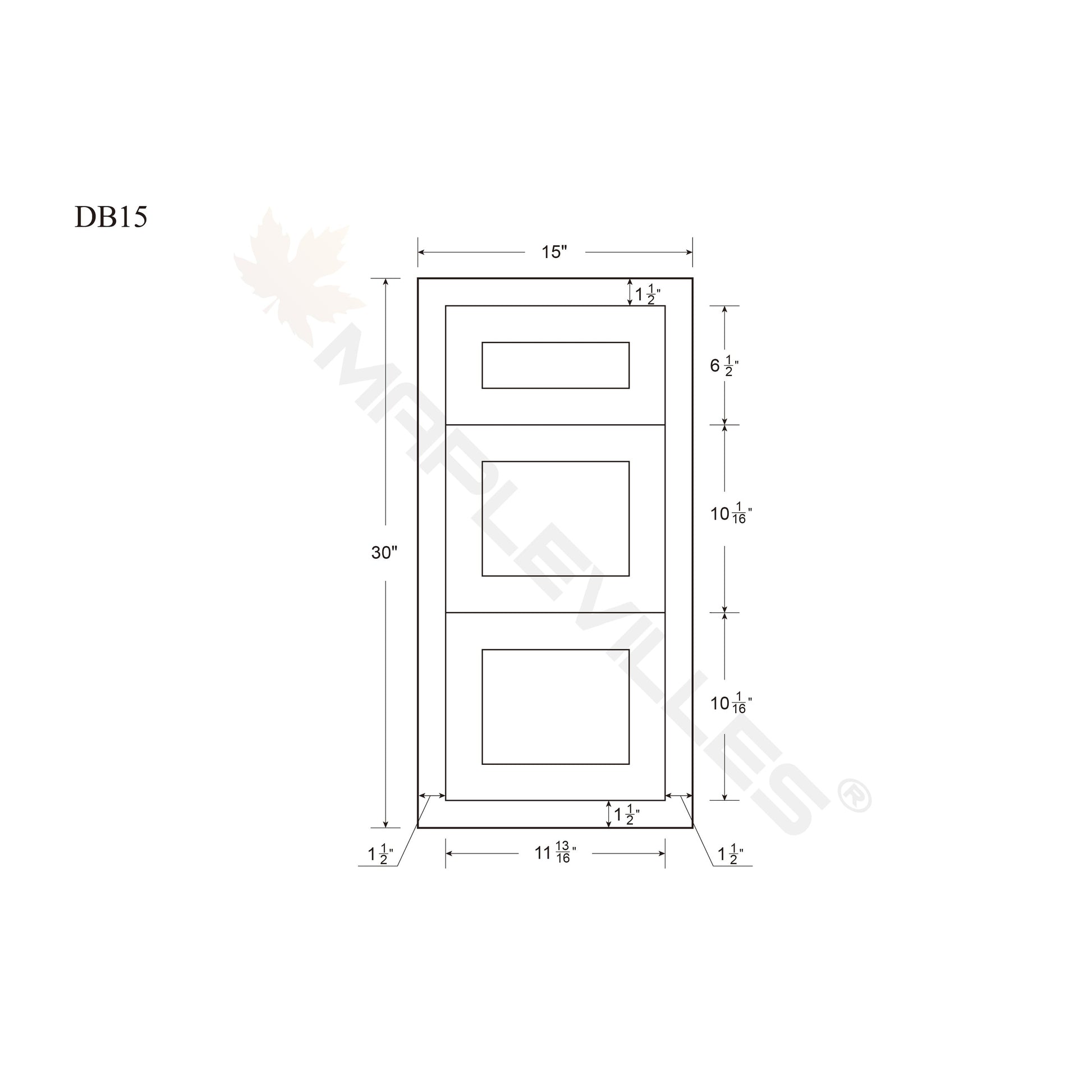 Maplevilles Cabinetry 15" Dark Gray Inset Modern Shaker Style RTA Birch Wood Storage Base Kitchen Cabinet With 3 Drawers