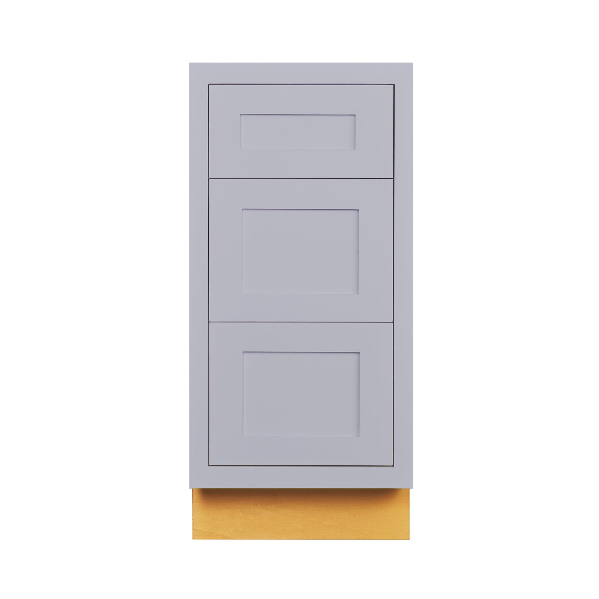 Maplevilles Cabinetry 15" Light Gray Inset Modern Shaker Style RTA Birch Wood Storage Base Kitchen Cabinet With 3 Drawers