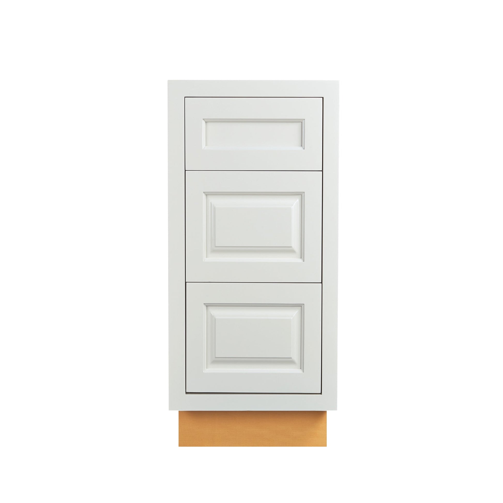 Maplevilles Cabinetry 15" Vintage White Inset Modern Shaker Style RTA Birch Wood Storage Base Kitchen Cabinet With 3 Drawers
