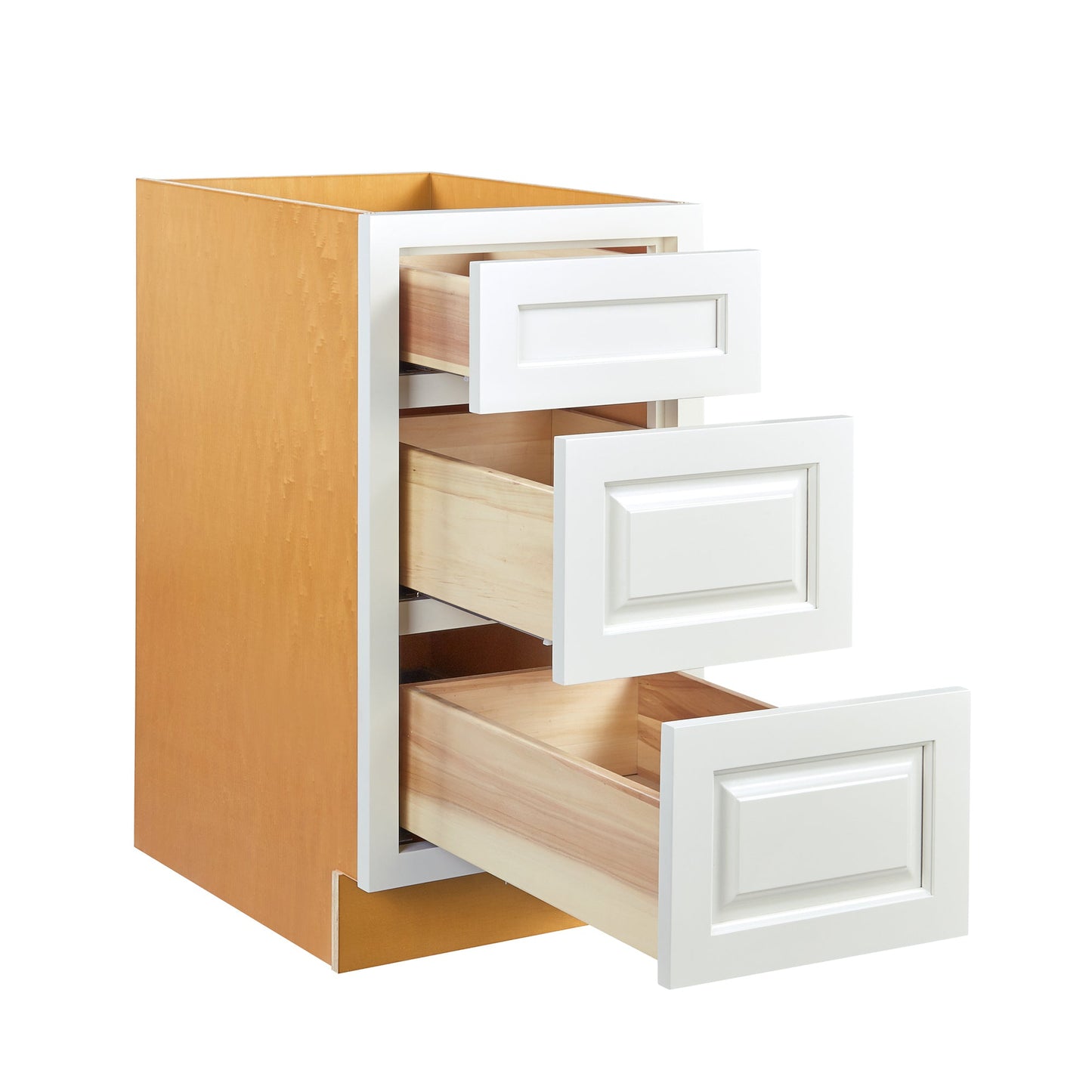 Maplevilles Cabinetry 18" Vintage White Inset Modern Shaker Style RTA Birch Wood Storage Base Kitchen Cabinet With 3 Drawers