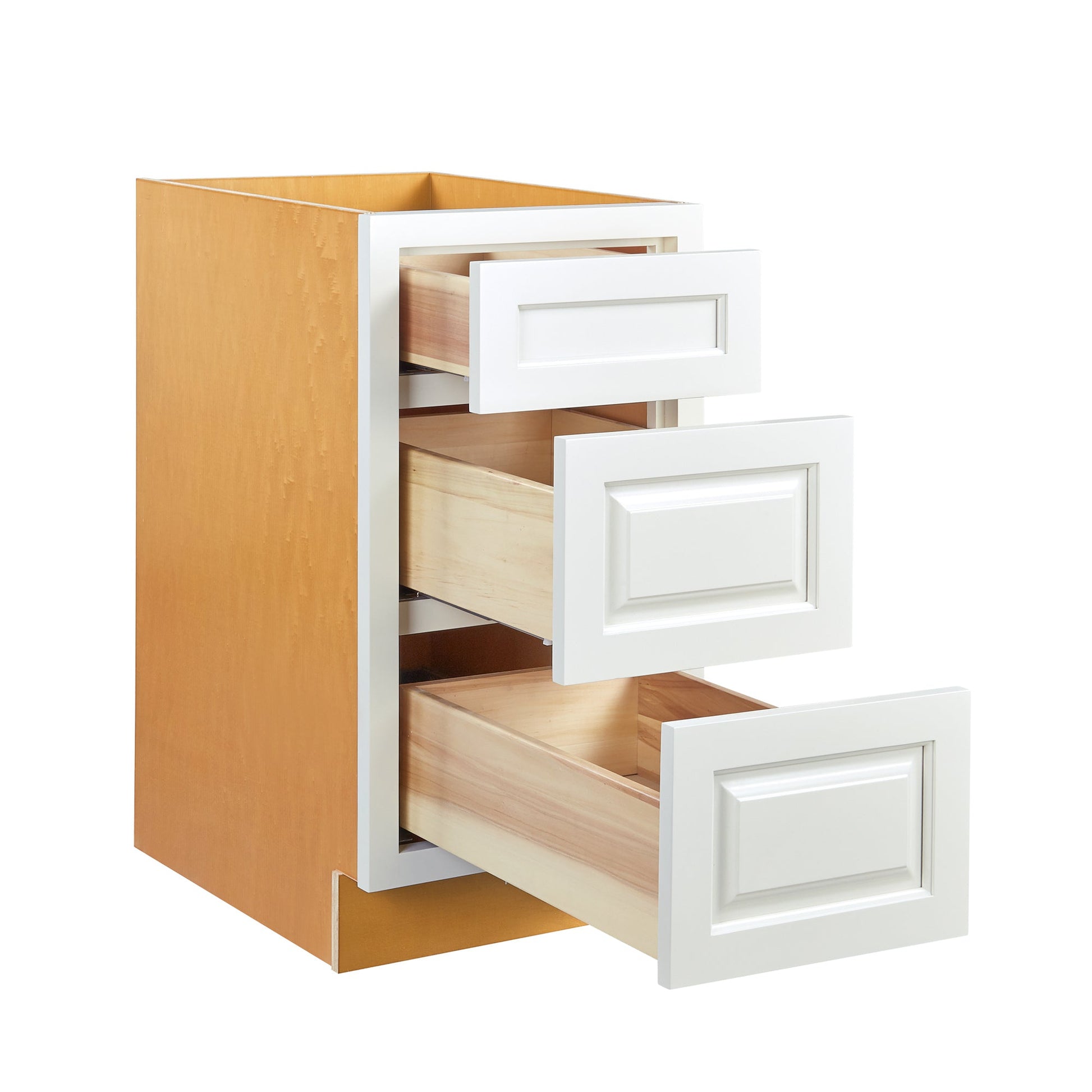 Maplevilles Cabinetry 18" Vintage White Inset Modern Shaker Style RTA Birch Wood Storage Base Kitchen Cabinet With 3 Drawers