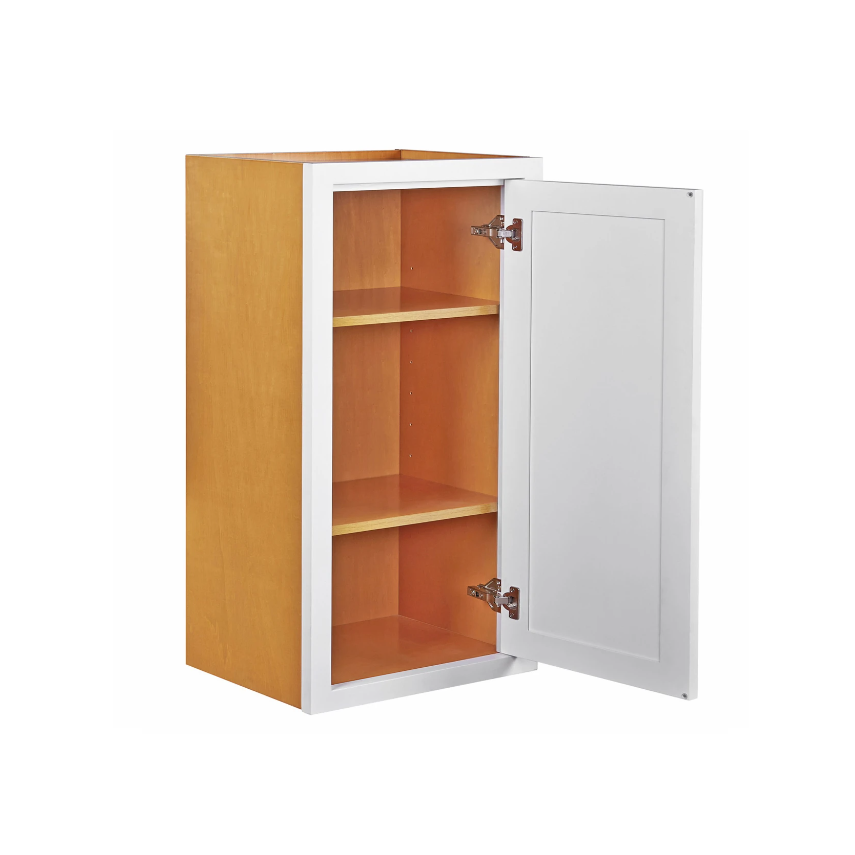 Maplevilles Cabinetry 21" x 39" Snow White Inset Modern Shaker Style RTA Birch Wood Wall Storage Cabinet With 1 Door & 2 Shelf Boards